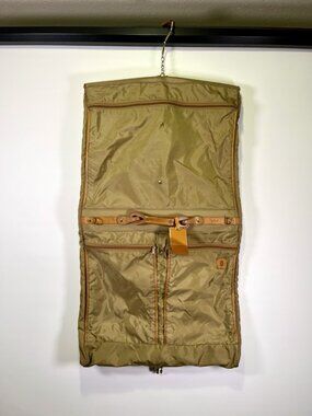 Vintage Hartmann Hanging Garment Bag Olive Ballistic Nylon Leather Suit Travel